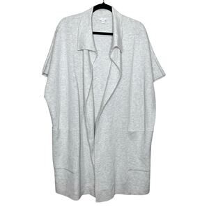 J Jill Oversized Open Front Duster Cardigan Sweater Gray Short Sleeve Size Small